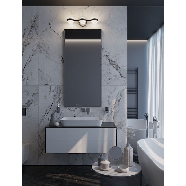 Verona 22'' LED Vanity, White Acrylic Shade, Black Finish